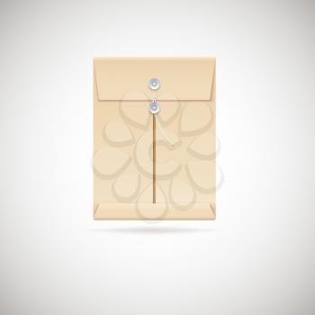 Realistic manila envelope isolated on white background, vector illustration