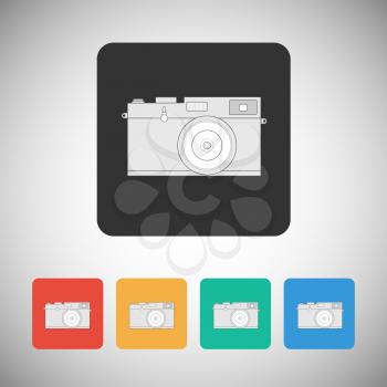 Film camera icon on square background, vector for your design