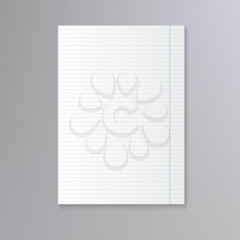 Sheet of lined paper. Vector notebook paper background 