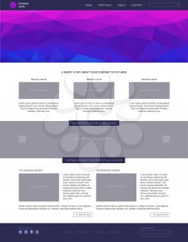 Website template. Modern flat one page website design template. with blue banner.
