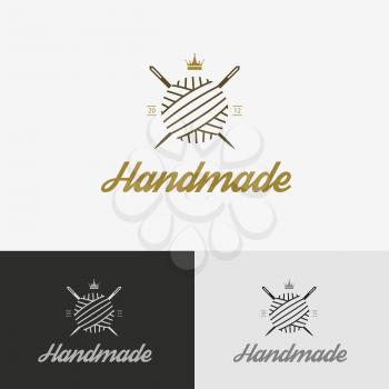 Retro insignias. Vector logo for sewing shop with needle