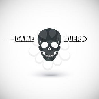 Game over, symbol with skull. Vector illustration for your design.