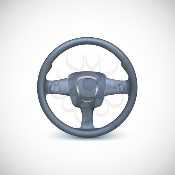 Steering wheel, isolated on the white background. Realistic vector illustration.