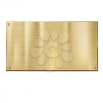 Shiny brushed metal plate with screws. Stainless steel background, vector illustration for you