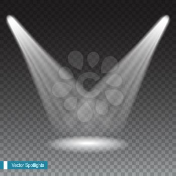 Beams from the spotlights on transparent background. Resizable vector illustration.