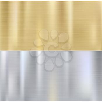 Shiny brushed metal plates. Stainless steel background, vector illustration for you