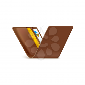 Wallet with credit card icon, purse symbol. Editable vector 