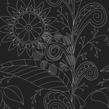 Hand-drawn vector doodles, seamless pattern. Tribal ethnic background. All elements are not cropped and hidden under mask, place the pattern on canvas and repeat