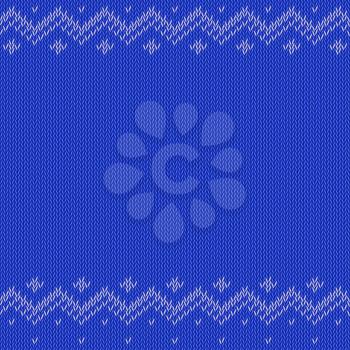 Blue knitted background with classic pattern, vector editable resizable illustration