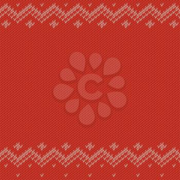 Red knitted background with classic pattern, vector editable resizable illustration