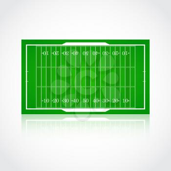 A realistic aerial view of official American football field Front view with reflection and marking, easily resizable Template for a website, mobile application, presentation, corporate identity design