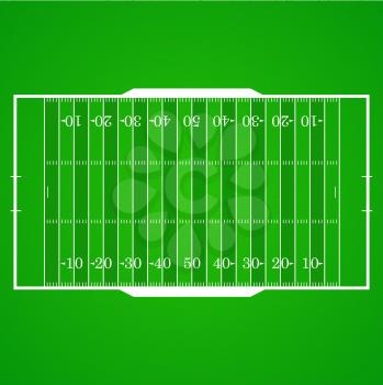A realistic aerial view of an official American football field. Top view with marking, easily resizable. Template for a website, mobile application, presentation, corporate identity design
