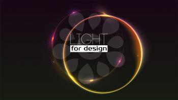 Abstract ring background with luminous swirling sparkle. Glowing spiral. Shine round frame tunnel with circles light effect. Cover for your presentation and design with space for your message.