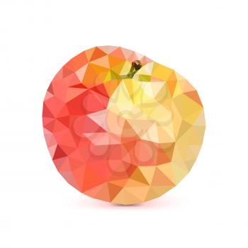 Low-poly triangular apple, 3D illustration. apple in a geometric style from triangles isolated on white background.