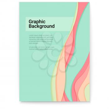 Abstract paper cut design with multi layers forms. Vector cover design, layout with cut out paper shapes. Current flow form, art of wavy forms. Poster with design of text, 3D illustration.