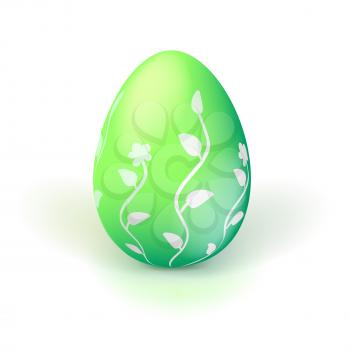 Happy Easter seasons holidays. Handmade Easter egg with floral paintings. Egg isolated on white background. Realistic icon for spring holidays.