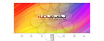 Billboard with colorful liquid shape. Wave of of flowing pattern. Abstract background with gradient stripes. Flow with variations of red, yellow and pink colors. Vector illustration EPS10.