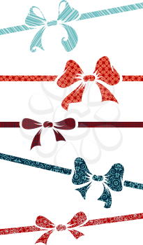 Colour bows and ribbons isolated on white background. Vector illustration for your festive design. EPS 8.