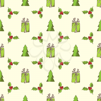 Green hand-drawn festive background.