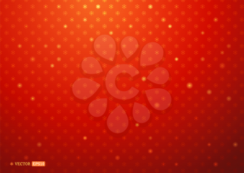Gold snowflakes on red background. There is place for your text.