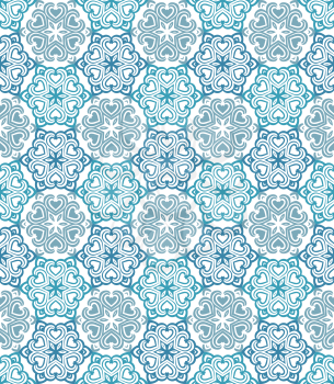 Floral blue and white background. Vintage round geometric elements.