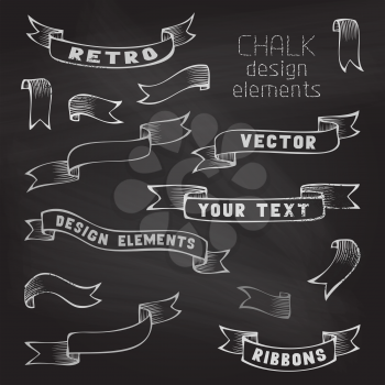 Hand-drawn ribbons. Vector illustration. There is place for your text.