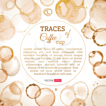 Vector background of coffee or tee stains and splashes. There is place for your text in the center.