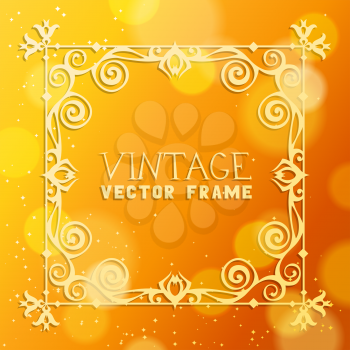 Vintage frame on sunny defocused background. There is place for your text.
