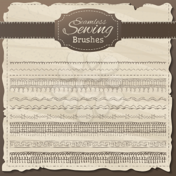 Hand-drawn retro stitches, seams and page dividers.  All used pattern brushes are included. 
