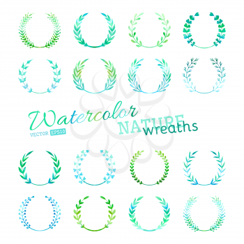 Hand-drawn design elements isolated on white background. All used brushes for wreathes are included. 