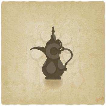 Arabic coffee pot old background - vector illustration. eps 10