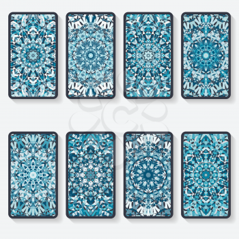 business cards collection with kaleidoscope pattern - vector illustration. eps 8
