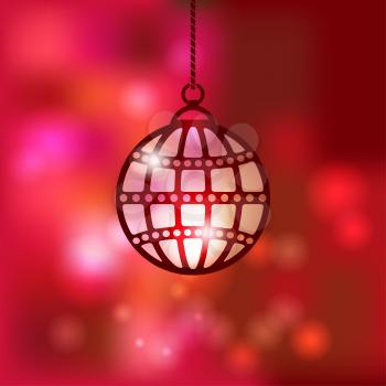 Christmas ball on red blurred background - vector illustration. eps 10