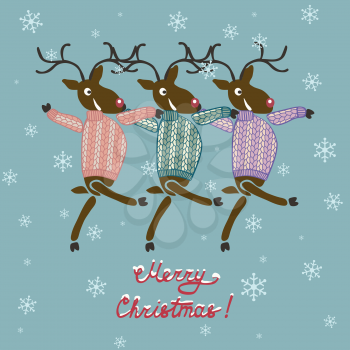 Christmas deer in sweater - vector illustration. eps 8