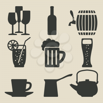 drink icons set - vector illustration. eps 8