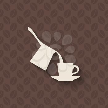 coffee turk and cup on seamless background - vector illustration. eps 10