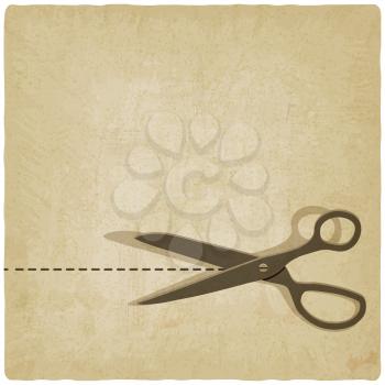 scissors cut lines old background - vector illustration. eps 10