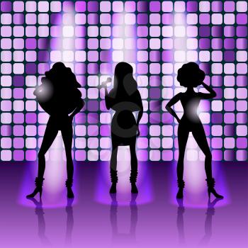 singing girls disco style - vector illustration. eps 10