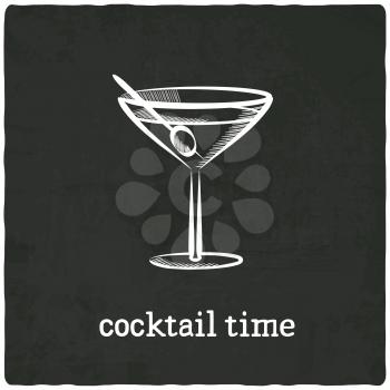 cocktail black old background - vector illustration. eps 10