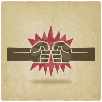 punch fists fight symbol old background - vector illustration. eps 10