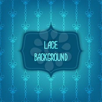 blue background with lace royal lily seamless pattern - vector illustration. eps 10