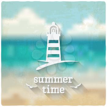 marine background with lighthouse - vector illustration. eps 10