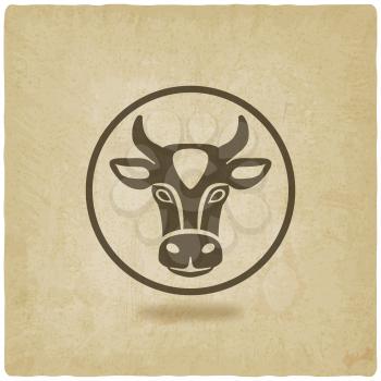 cow head old background - vector illustration. eps 10