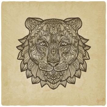 tiger  head on grunge background. vector illustration - eps 10