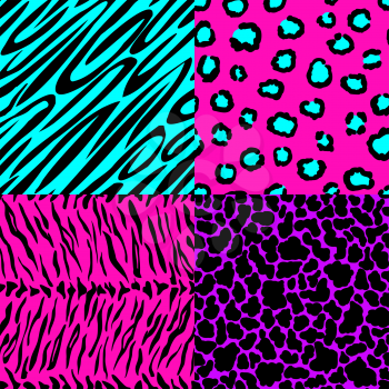 animal skin seamless patterns in bright colors. vector illustration - eps 8