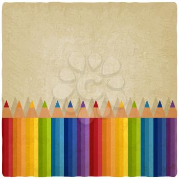 colored rainbow pencils old background - vector illustration. eps 10