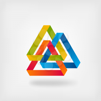 three color interlocked triangles. vector illustration - eps 10
