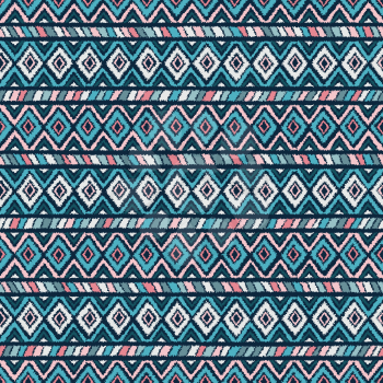 ethnic tribal seamless pattern in pink and blue colors. vector illustration - eps 8