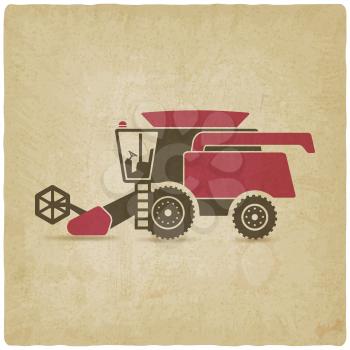 combine harvester farm machinery old background - vector illustration. eps 10