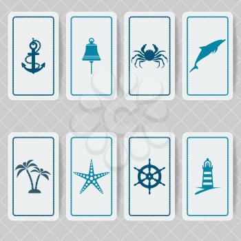 nautical invitation card set. vector illustration - eps 10